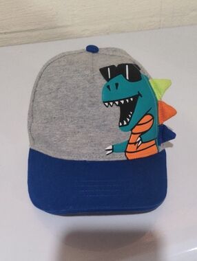 Kids Grey & Blue Dinosaur Baseball Cap